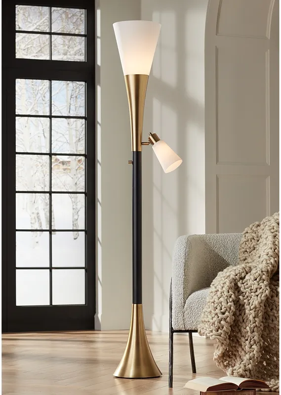 Possini Euro Fortuna 72 1/2" Torchiere Floor Lamp with Reading Light