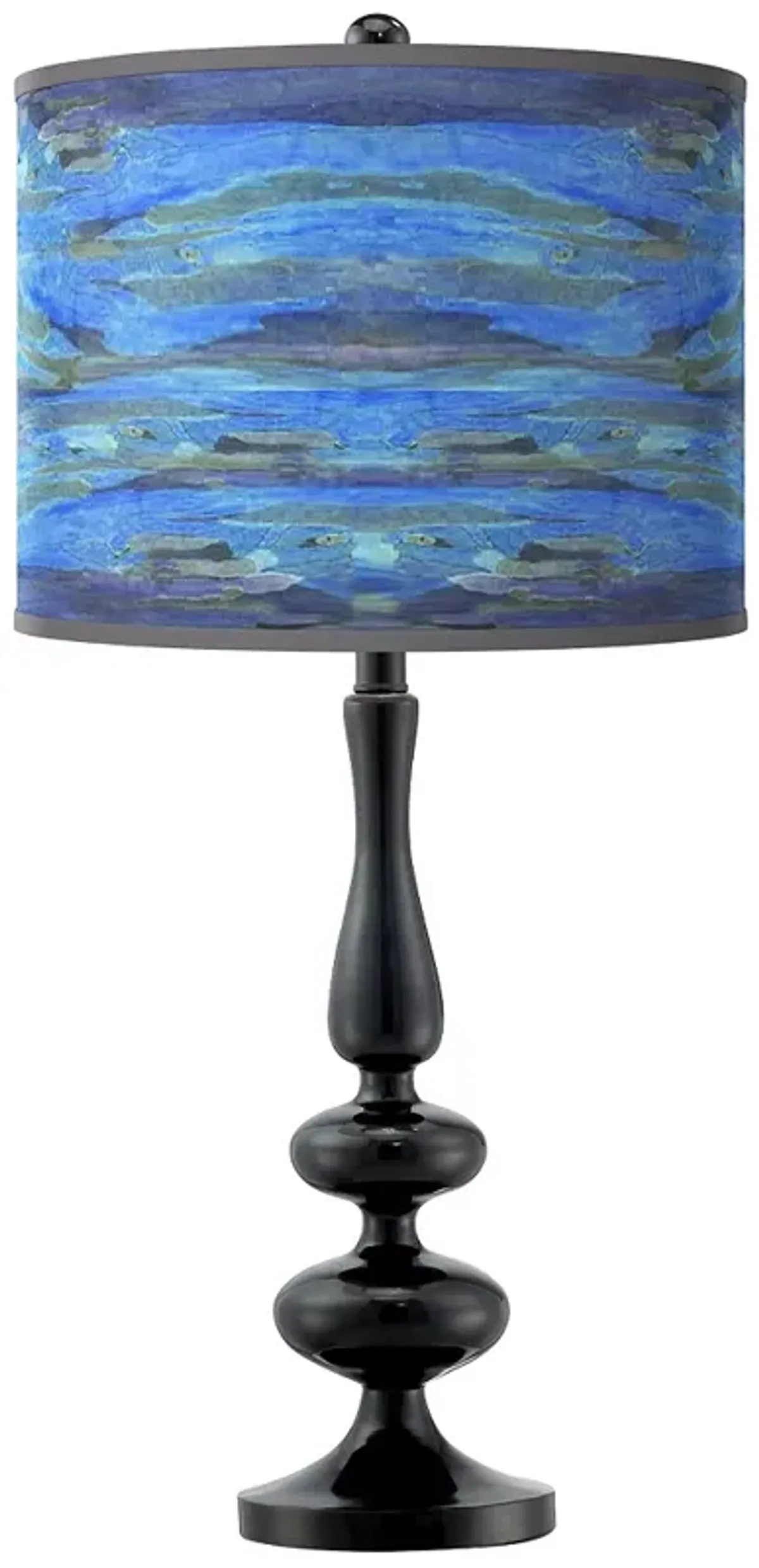 Giclee Glow Paley 29" Oceanside Blue Shade Black Table Lamp