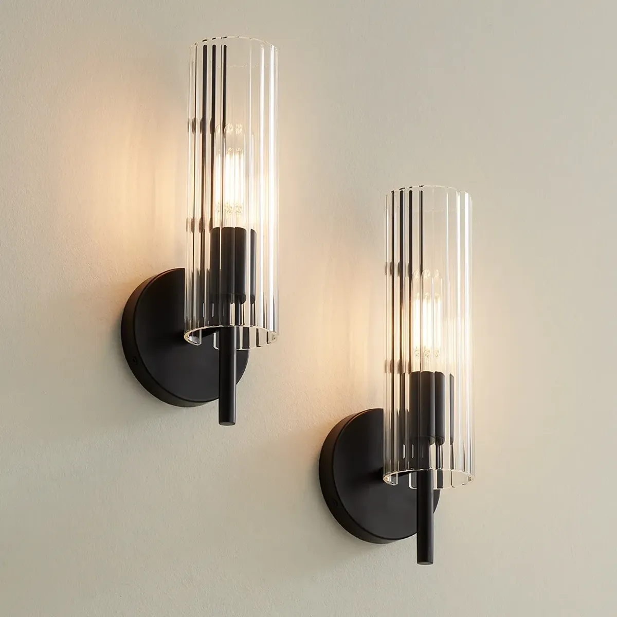 Possini Euro Taurus 13 1/2" High Matte Black Wall Sconce Set of 2