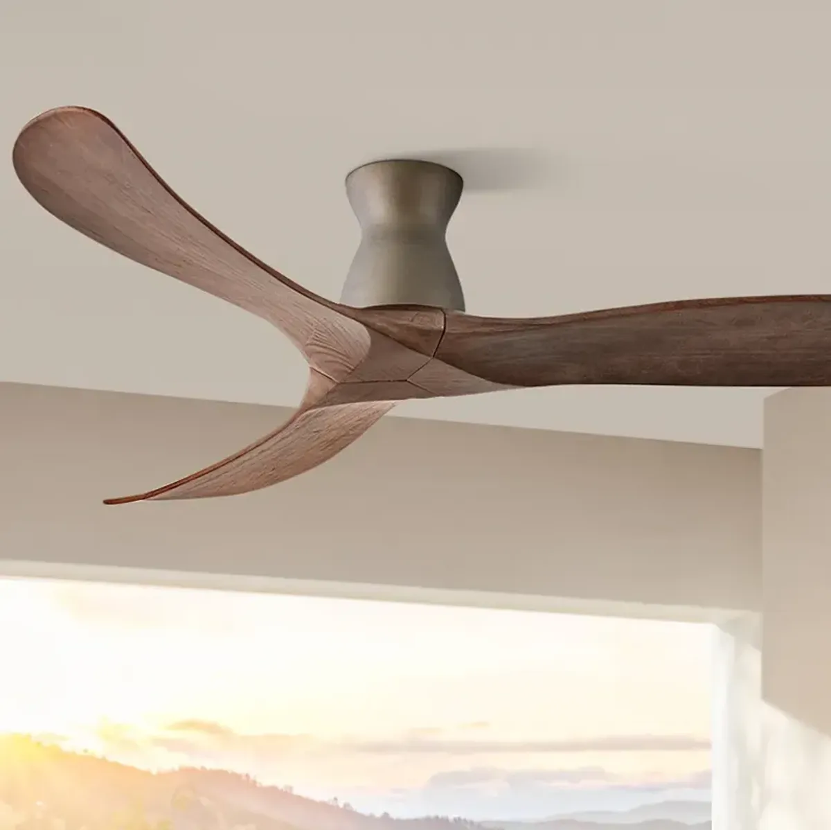 60" Hinkley Swell Matte Bronze Damp Rated Smart Hugger Ceiling Fan