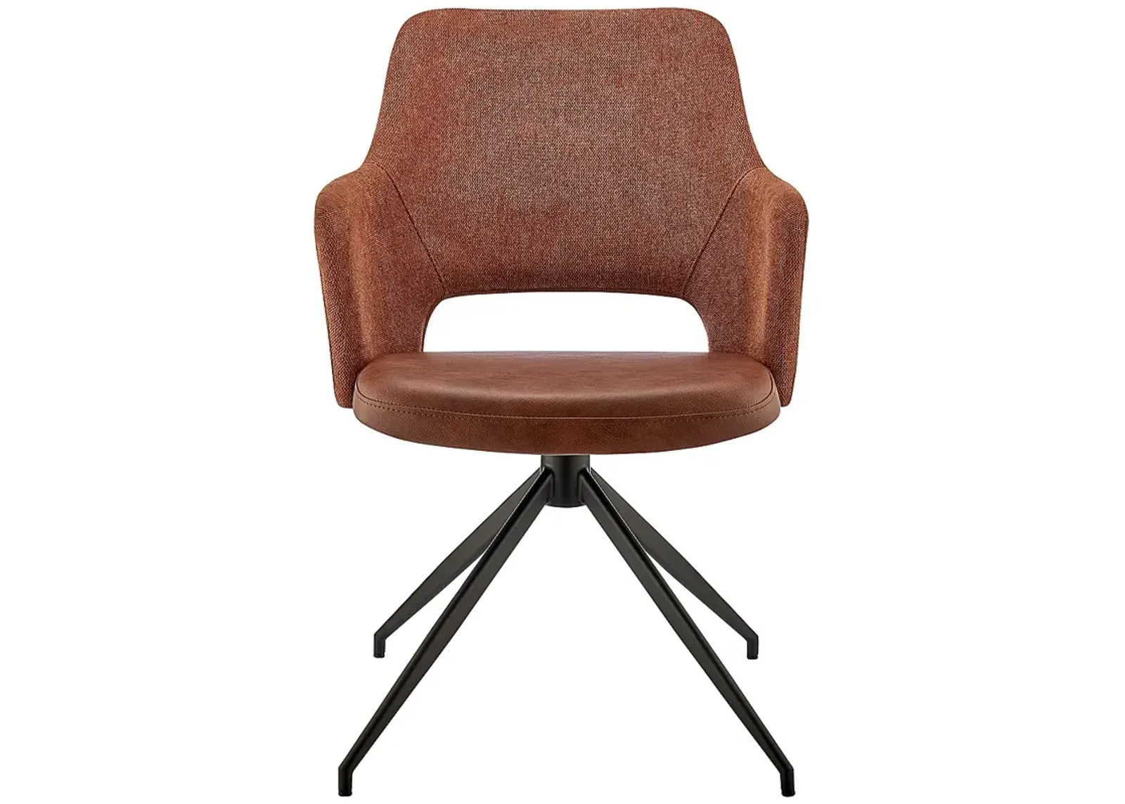 Darcie Dark Brown Leatherette Fabric Swivel Armchair