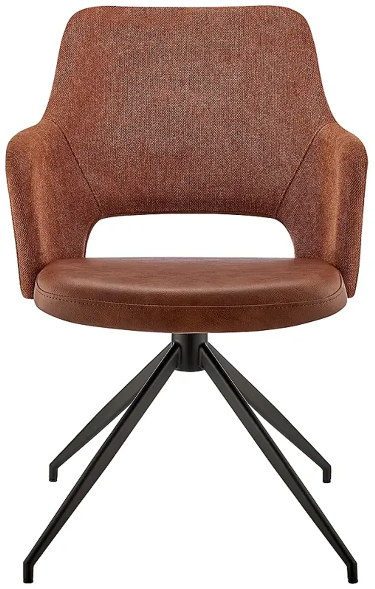 Darcie Dark Brown Leatherette Fabric Swivel Armchair