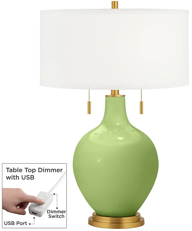 Lime Rickey Toby Brass Accents Table Lamp with Dimmer