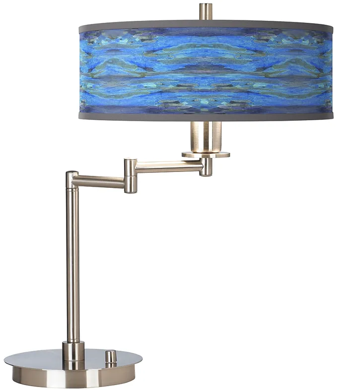 Giclee Gallery 20 1/2" Oceanside Blue Swing Arm LED Desk Lamp