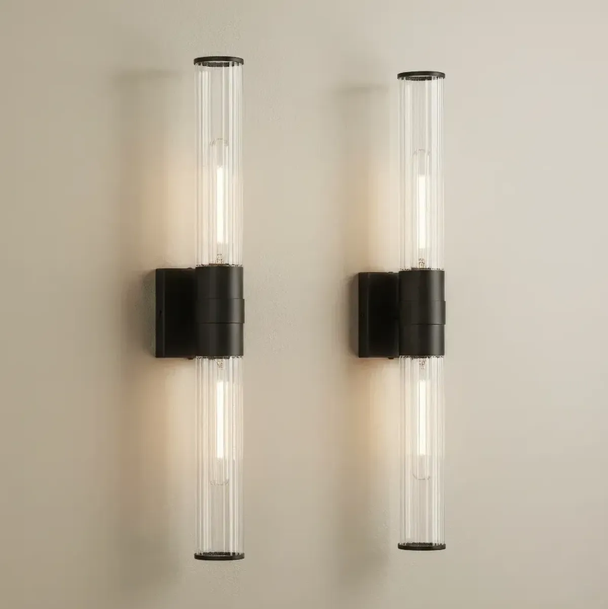 Possini Euro Isabella 24 1/4" Wide Black 2-Light Bath Light Set of 2