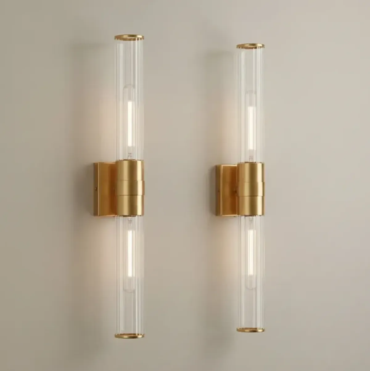 Possini Euro Isabella 24 1/4"W Warm Brass 2-Light Bath Light Set of 2