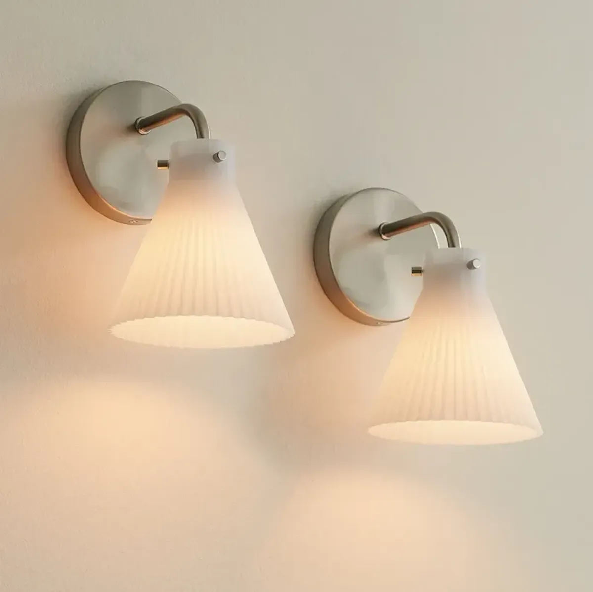 Possini Euro Cielo 9" High Brushed Nickel Wall Sconce Set of 2