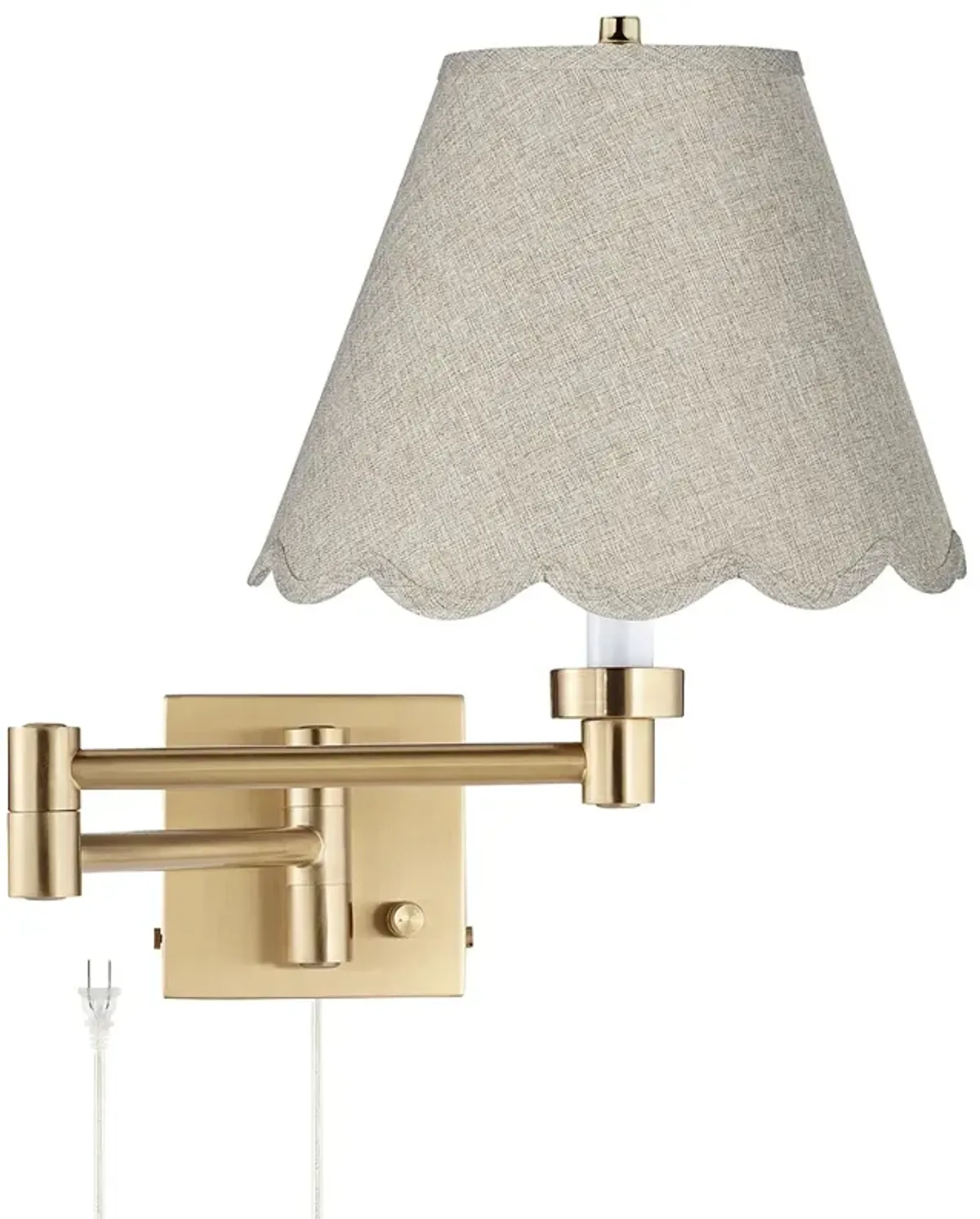 Barnes and Ivy Alta Gold Plug-In Swing Arm Wall Lamp with Beige Shade