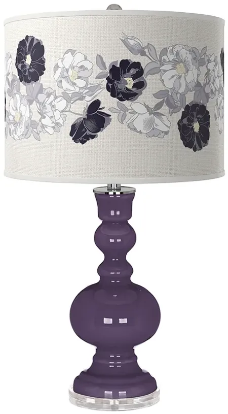 Color Plus Apothecary 30" Rose Bouquet and Quixotic Plum Table Lamp