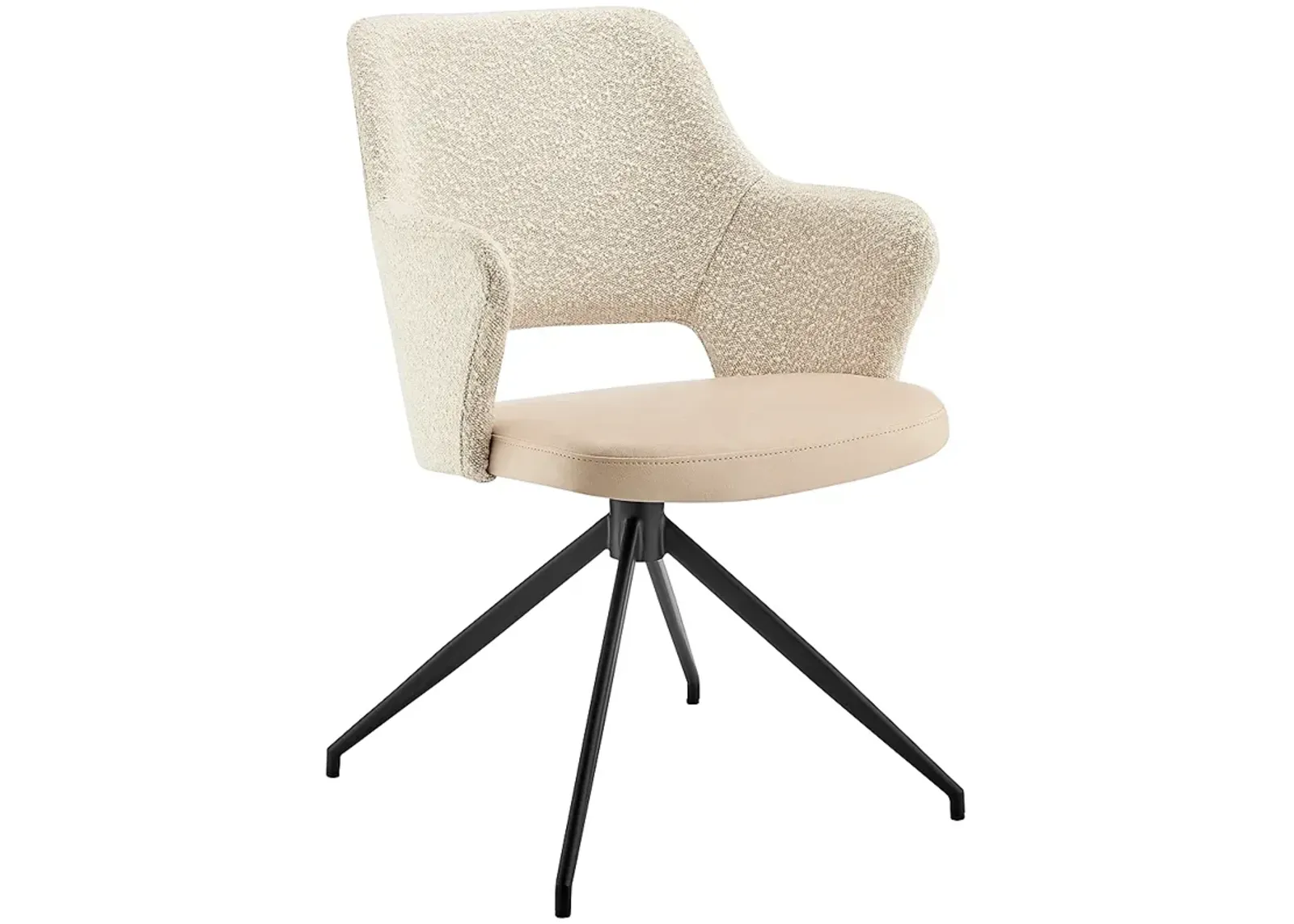 Darcie Ivory Leatherette Fabric Swivel Armchair