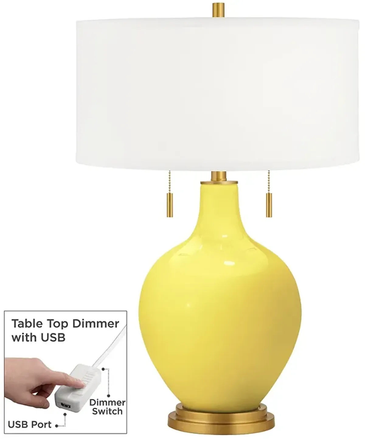 Lemon Twist Toby Brass Accents Table Lamp with Dimmer