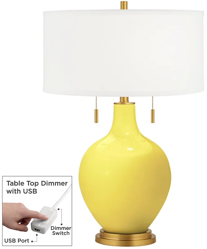 Lemon Twist Toby Brass Accents Table Lamp with Dimmer