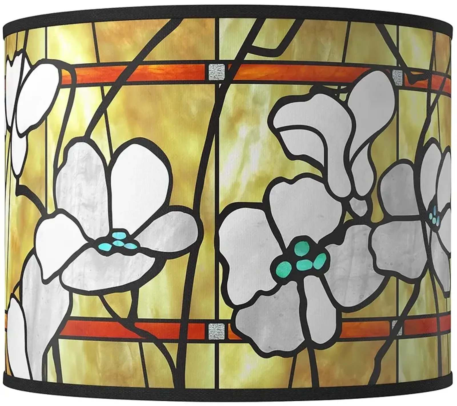 Magnolia Mosaic Giclee Round Drum Lamp Shade 14x14x11 (Spider)