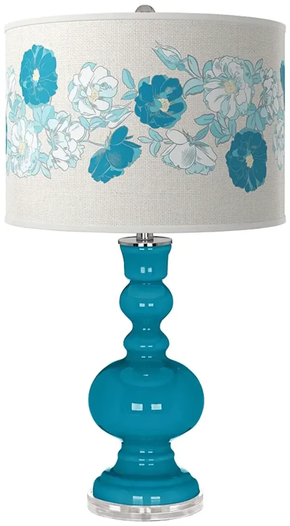 Color Plus Apothecary 30" Rose Bouquet Caribbean Sea Blue Table Lamp