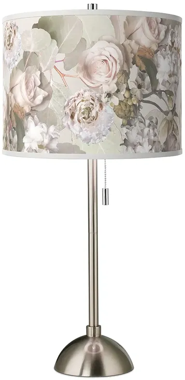 Giclee Gallery Rosy Blossoms 28" High Giclee Brushed Nickel Table Lamp