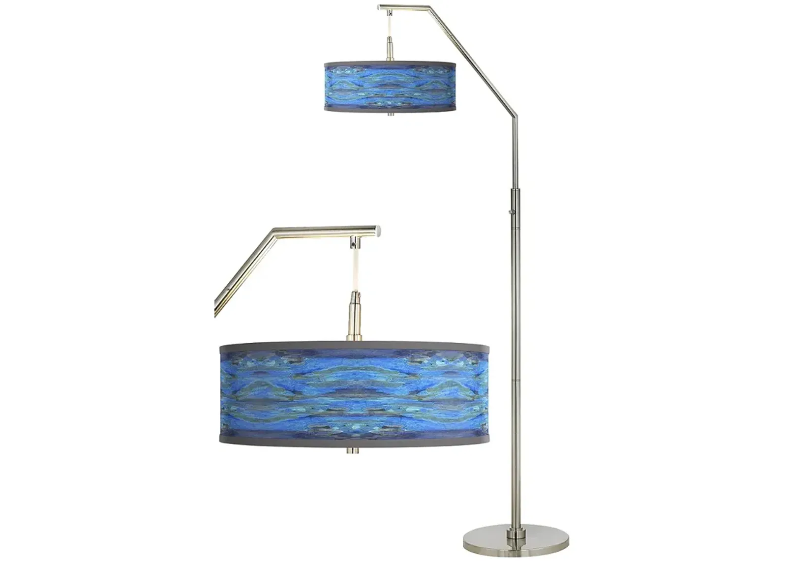 Giclee Glow 71 1/2" Oceanside Blue Shade Modern Arc Floor Lamp