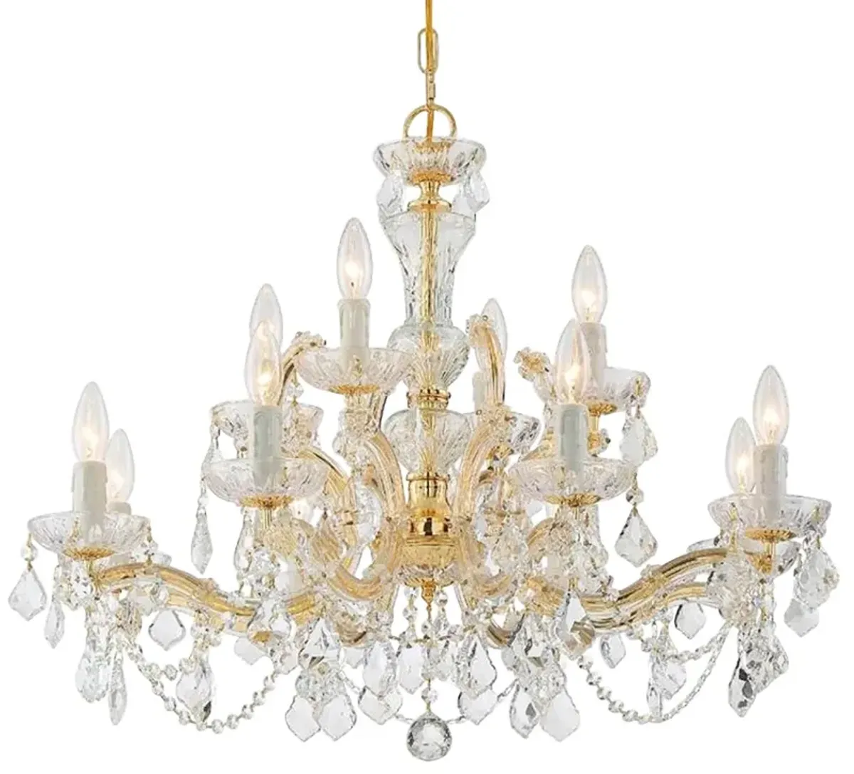 Crystorama Maria Theresa 29"W Gold 12-Light Crystal Chandelier