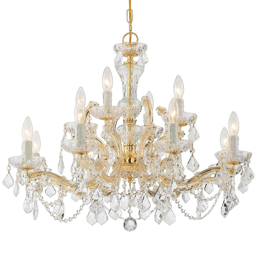 Crystorama Maria Theresa 29"W Gold 12-Light Crystal Chandelier