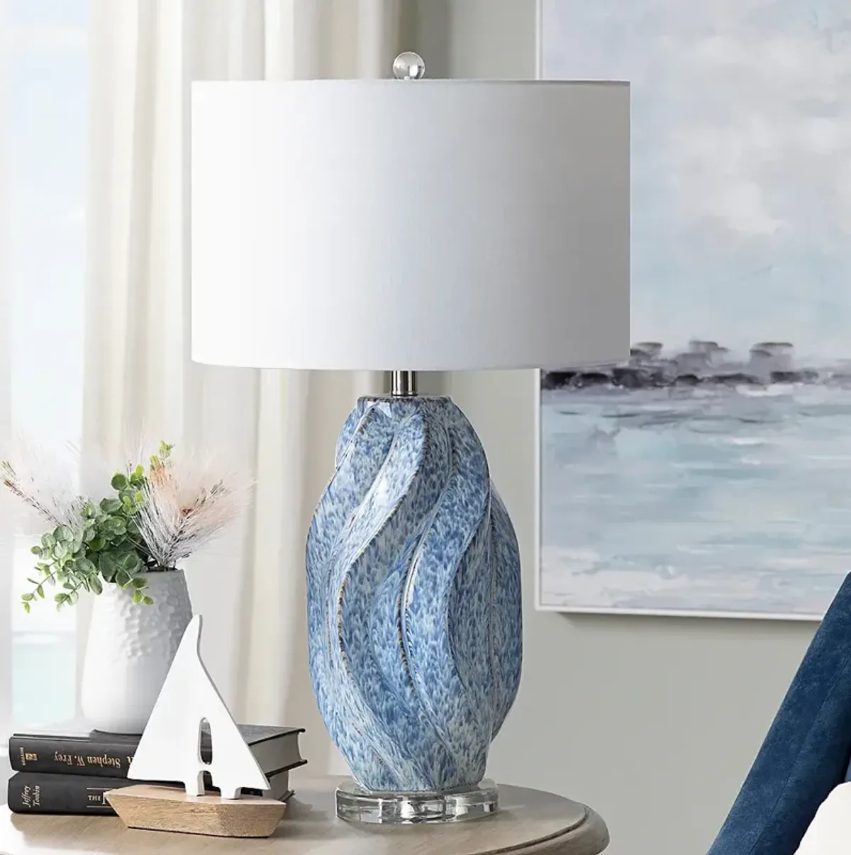 Crestview Collection Janice Swirl Coastal Modern Ceramic Table Lamp