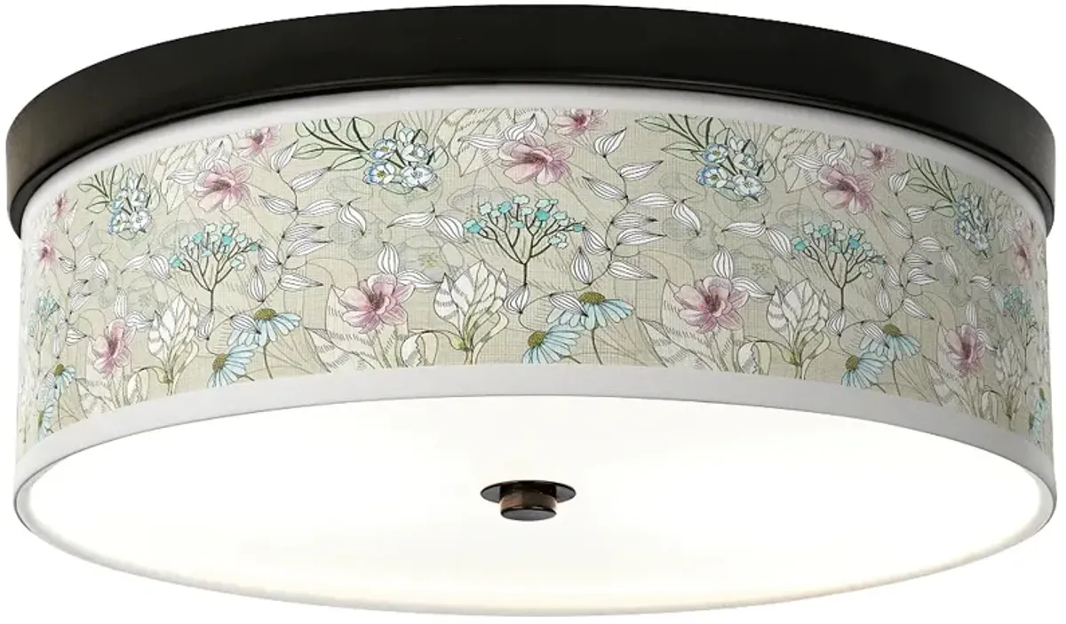 Giclee Gallery Botanical Flower Pattern 14" Bronze LED Ceiling Light