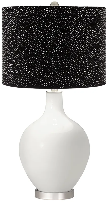 Winter White Ovo Table Lamp w/ Black Scatter Gold Shade