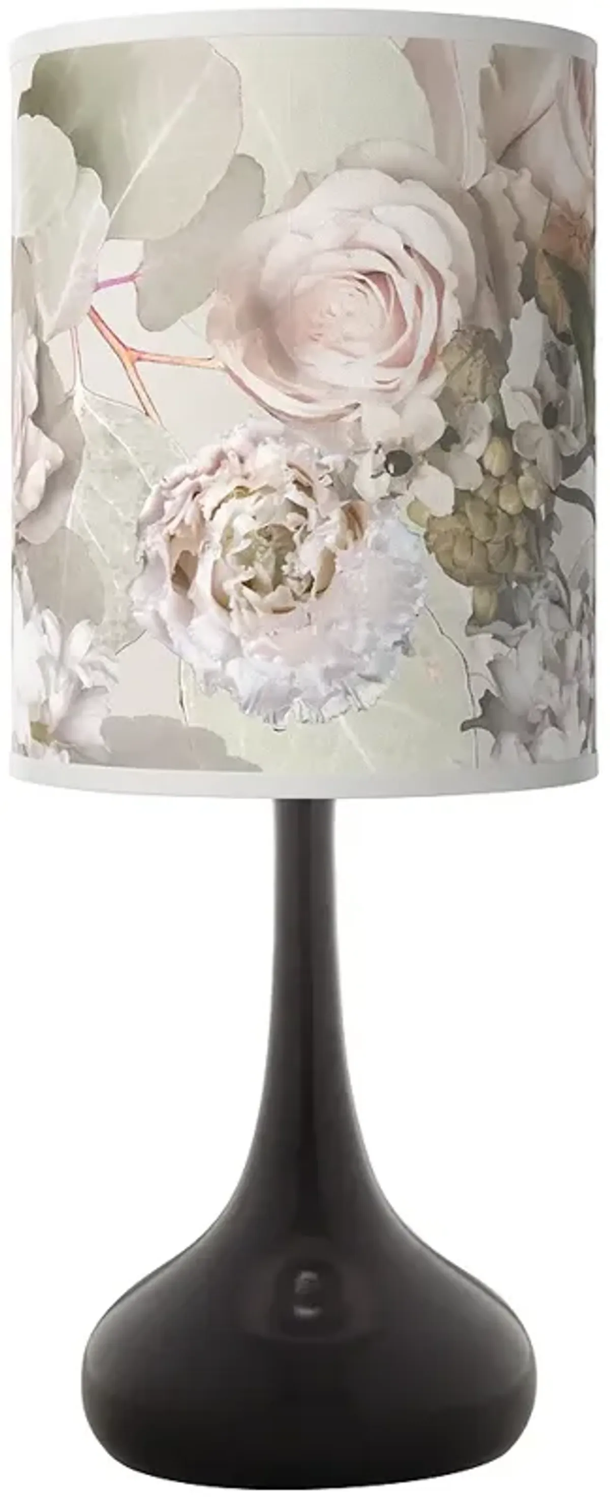 Giclee Glow Rosy Blossoms Giclee 23 1/2" High Black Droplet Table Lamp