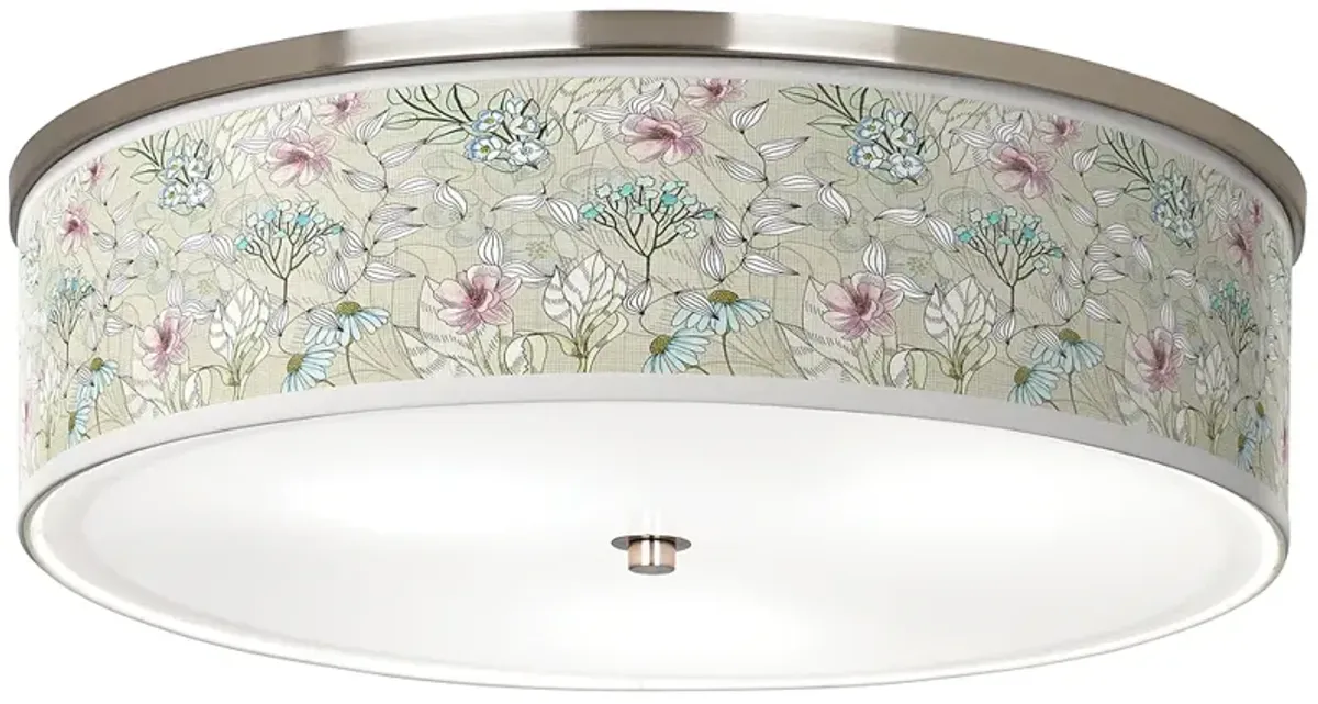 Botanical Giclee Nickel 20 1/4" Wide Ceiling Light