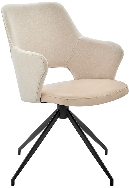 Darcie Light Beige Leatherette and Fabric Swivel Armchair