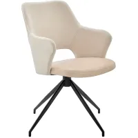 Darcie Light Beige Leatherette and Fabric Swivel Armchair