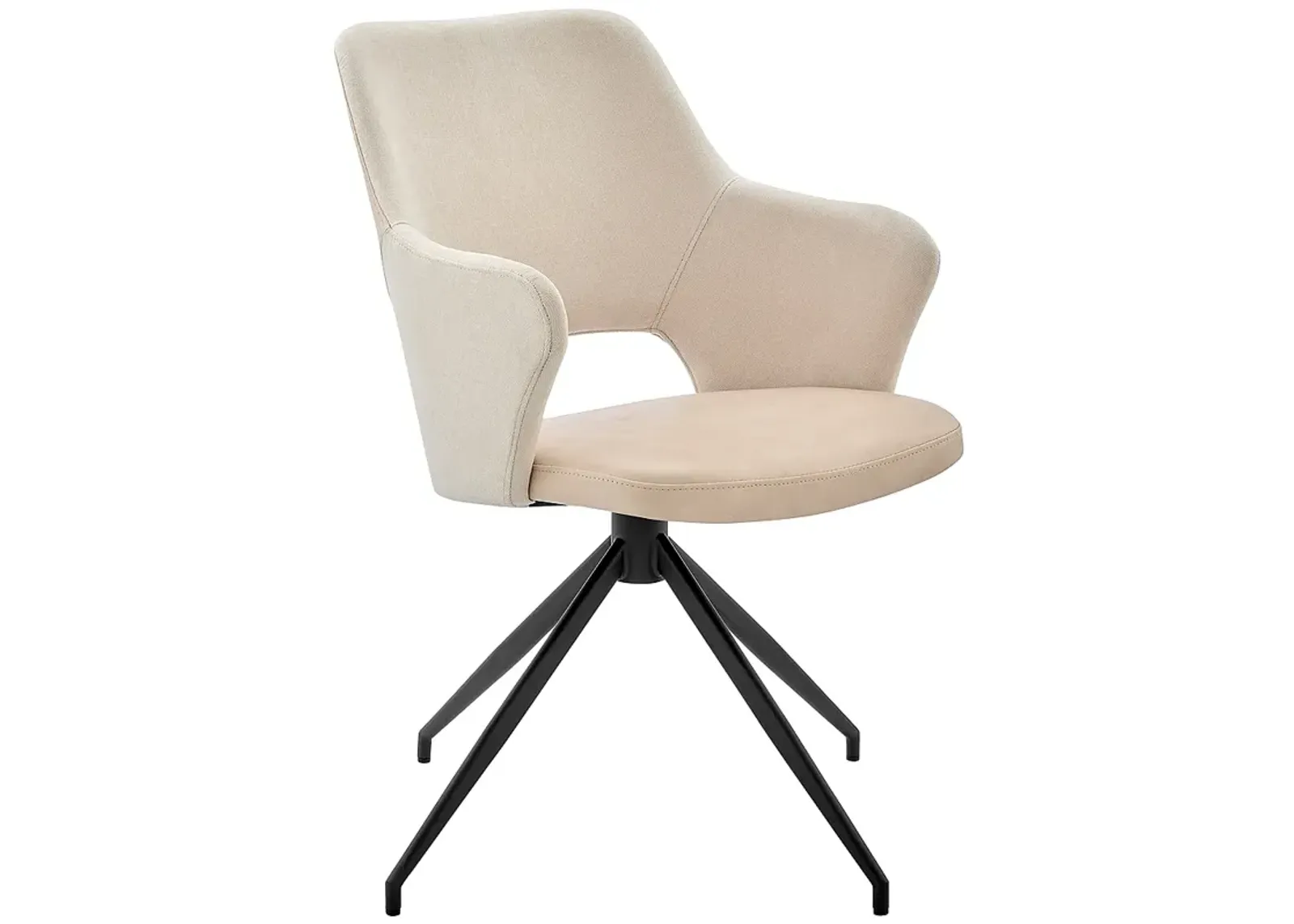 Darcie Light Beige Leatherette and Fabric Swivel Armchair