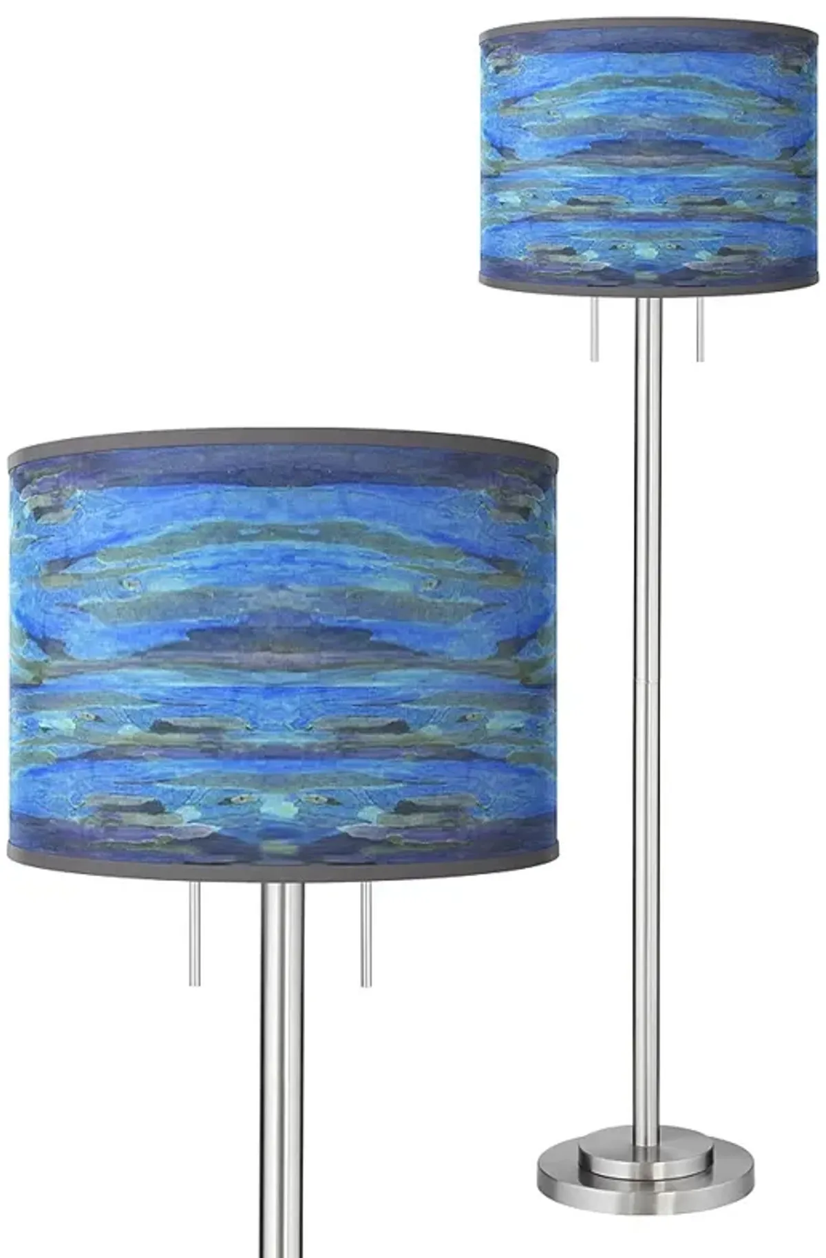 Giclee Glow Garth 63" High Oceanside Blue Brushed Nickel Floor Lamp