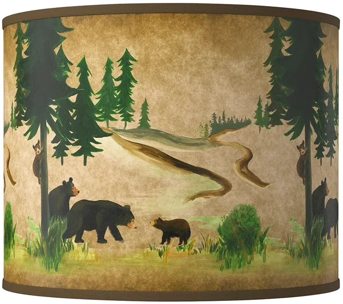 Bear Lodge Giclee Round Drum Lamp Shade 14x14x11 (Spider)