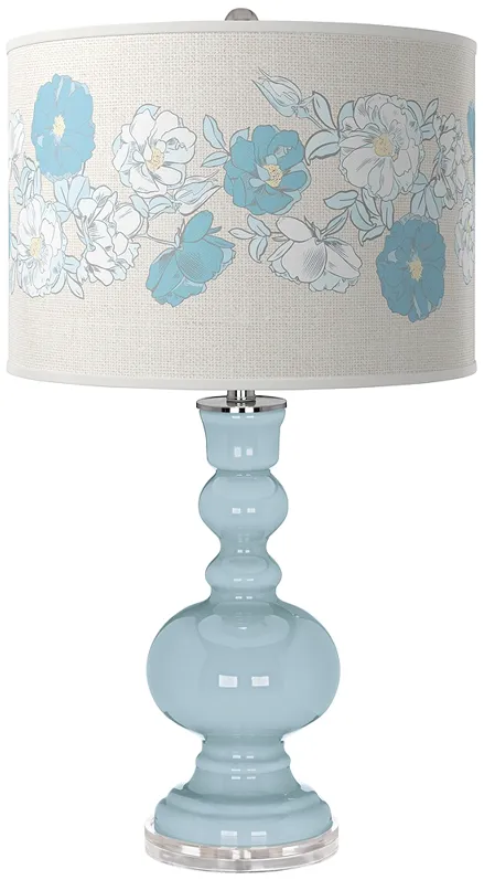 Color Plus Apothecary 30" Rose Bouquet Vast Sky Blue Table Lamp