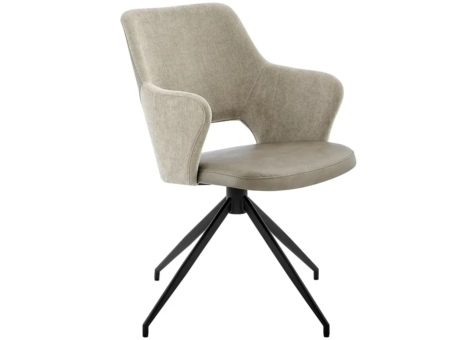 Darcie Light Taupe Leatherette and Fabric Swivel Armchair