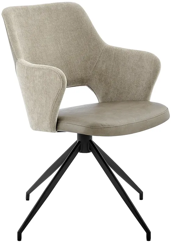 Darcie Light Taupe Leatherette and Fabric Swivel Armchair