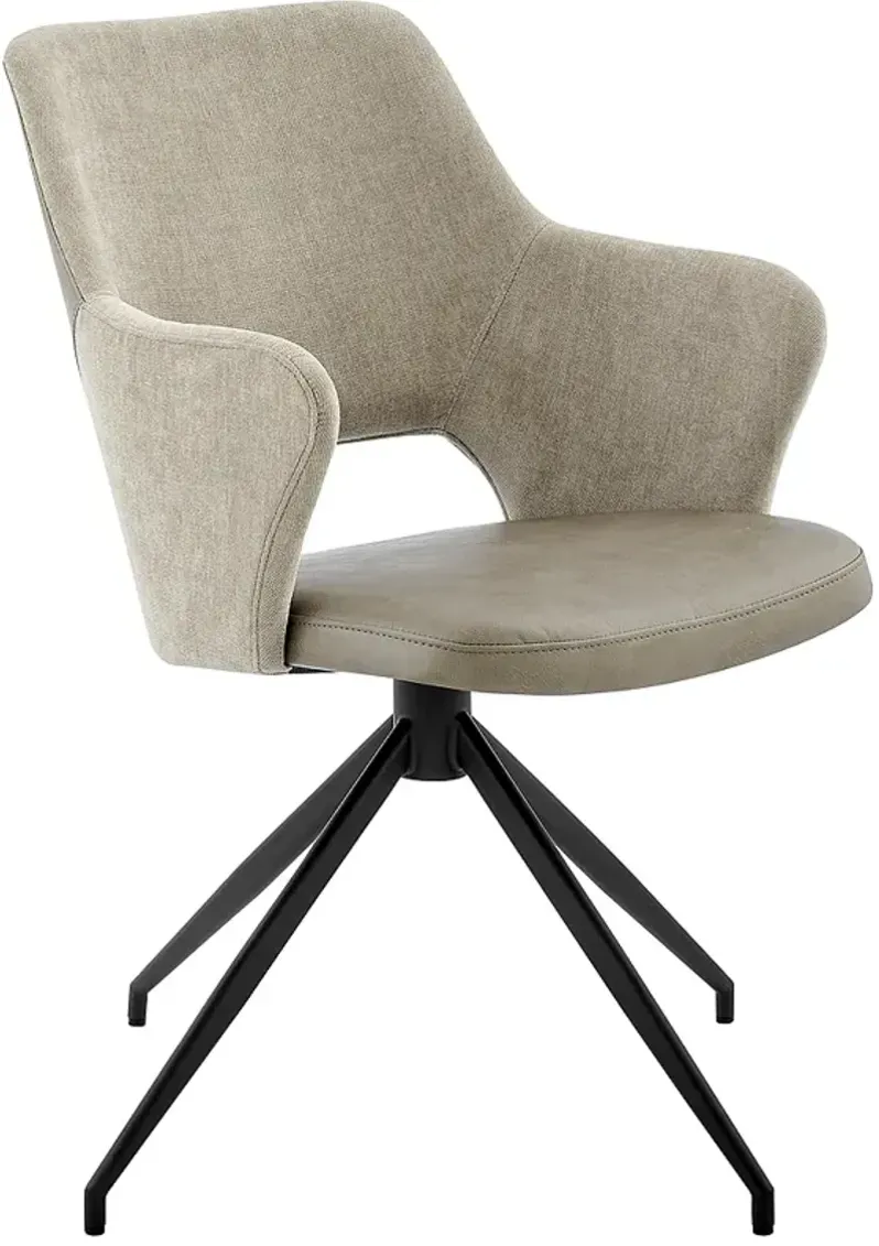 Darcie Light Taupe Leatherette and Fabric Swivel Armchair