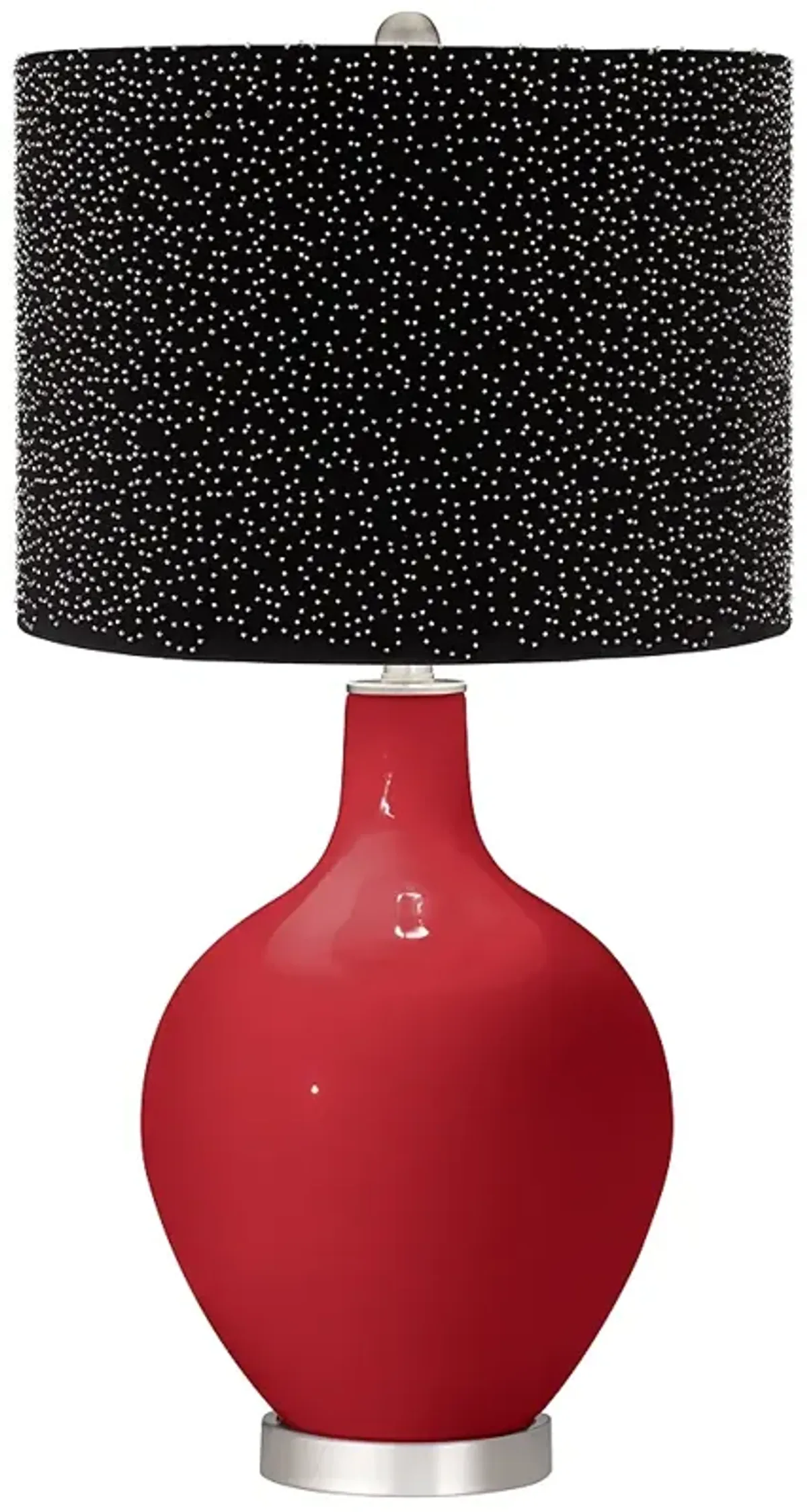 Color Plus Ovo 28 1/2" Black Scatter Gold Shade Ribbon Red Table Lamp