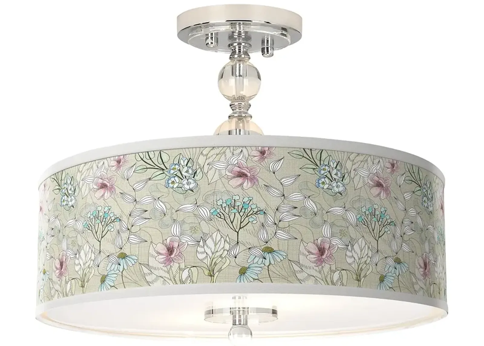 Botanical Giclee 16" Wide Semi-Flush Ceiling Light