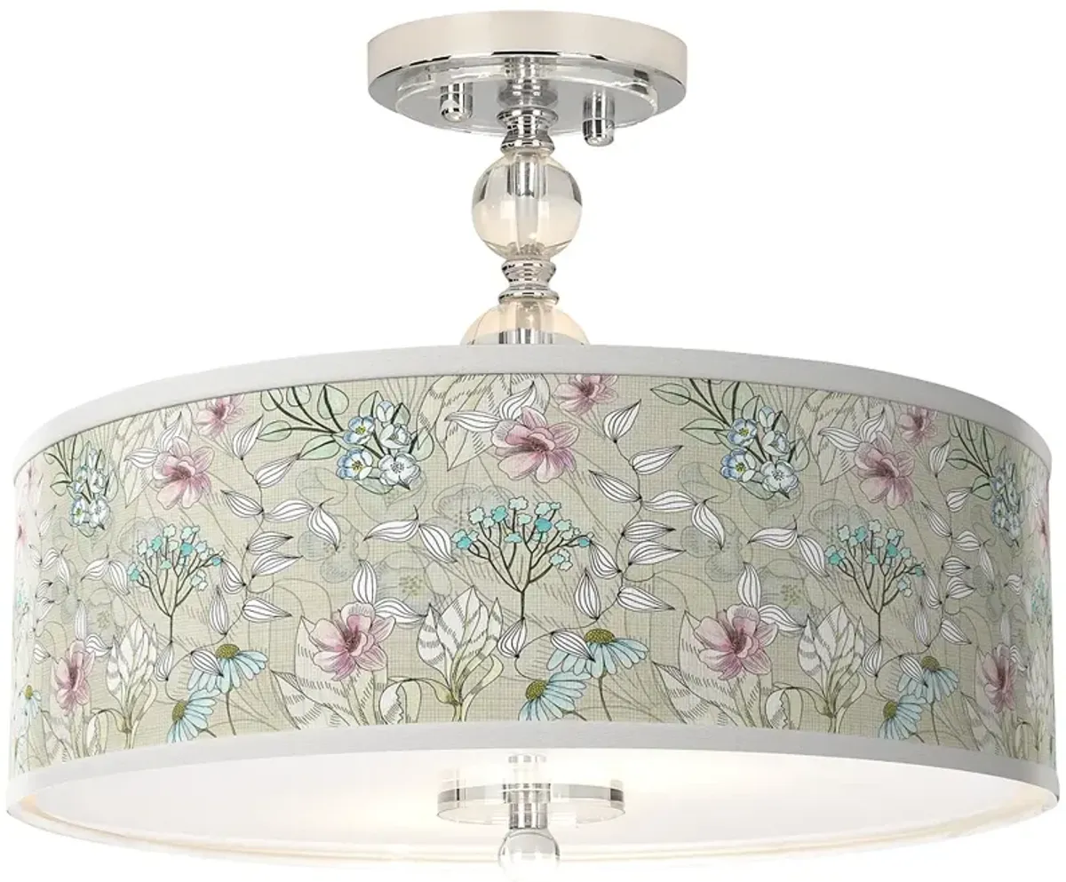 Botanical Giclee 16" Wide Semi-Flush Ceiling Light