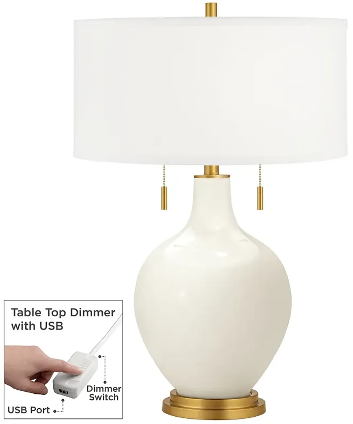 Color Plus Toby Brass 28" West Highland White Table Lamp with Dimmer