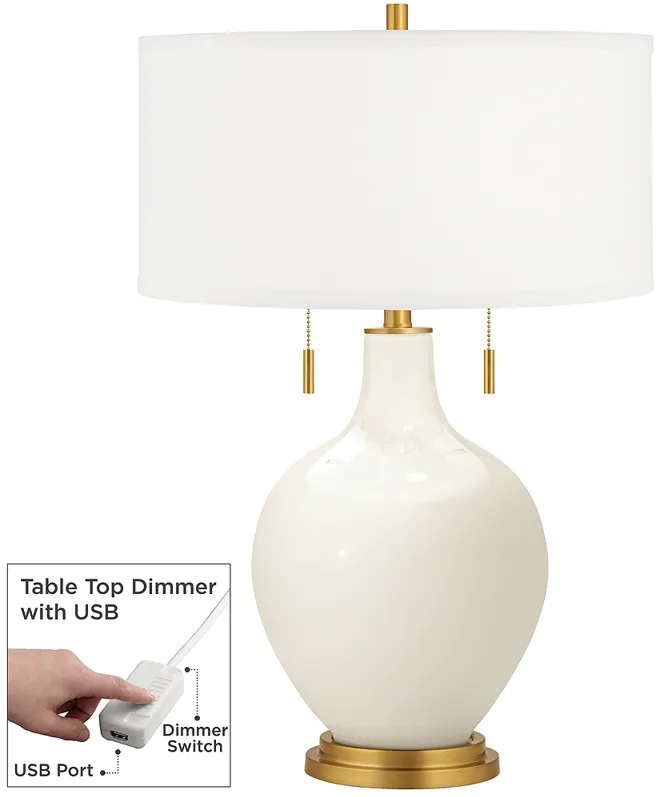 Color Plus Toby Brass 28" West Highland White Table Lamp with Dimmer