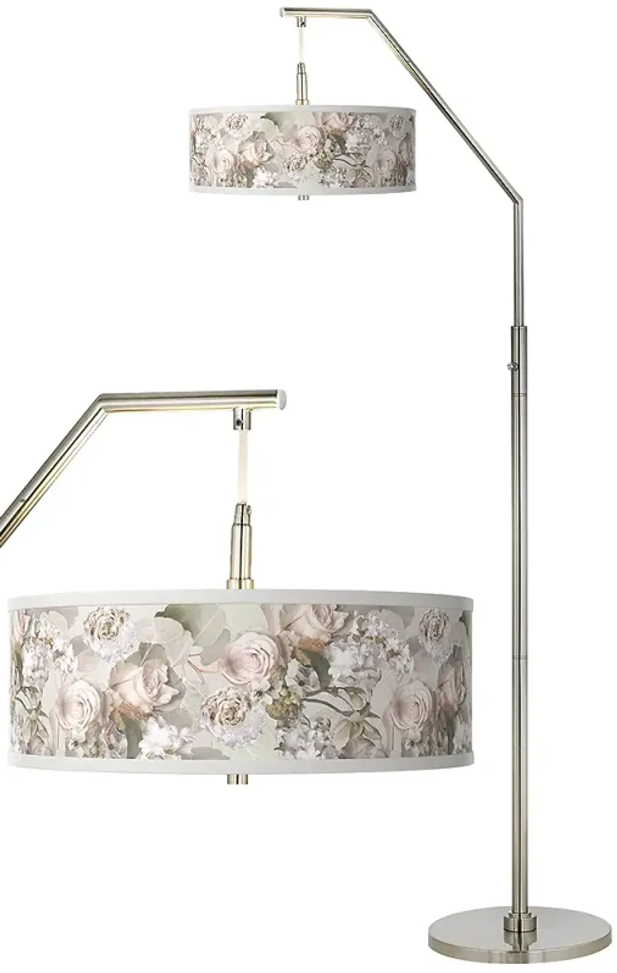 Rosy Blossoms Giclee Shade Arc Floor Lamp