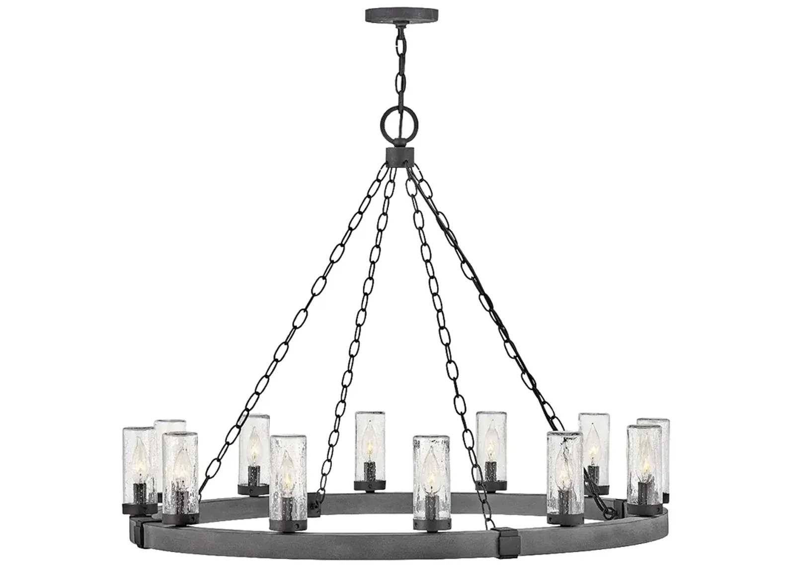 Hinkley Sawyer Aged Zinc 38" Open Air 12-Light Outdoor Ring Chandelier