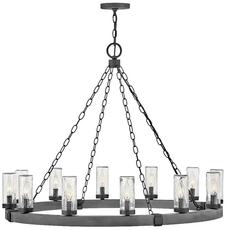 Hinkley Sawyer Aged Zinc 38" Open Air 12-Light Outdoor Ring Chandelier