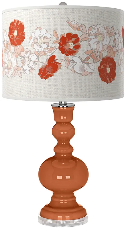 Color Plus Apothecary 30" Rose Bouquet Robust Orange Table Lamp