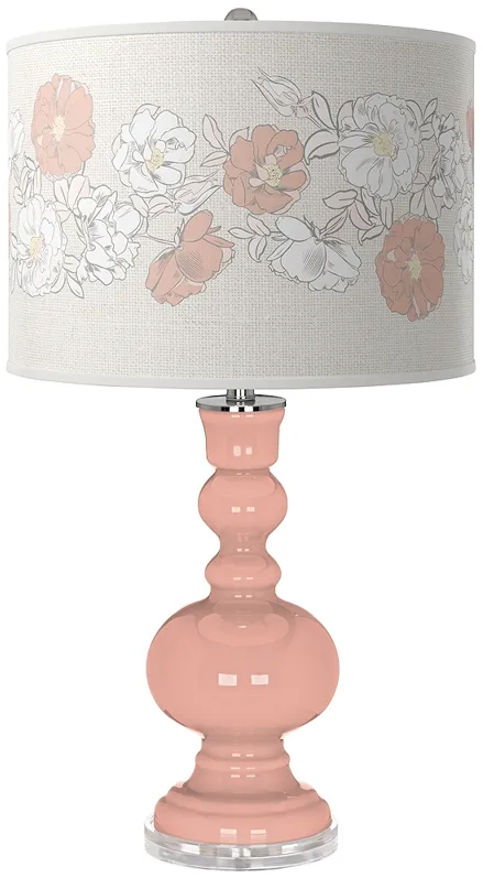 Color Plus Apothecary 30" Rose Bouquet Mellow Coral Table Lamp