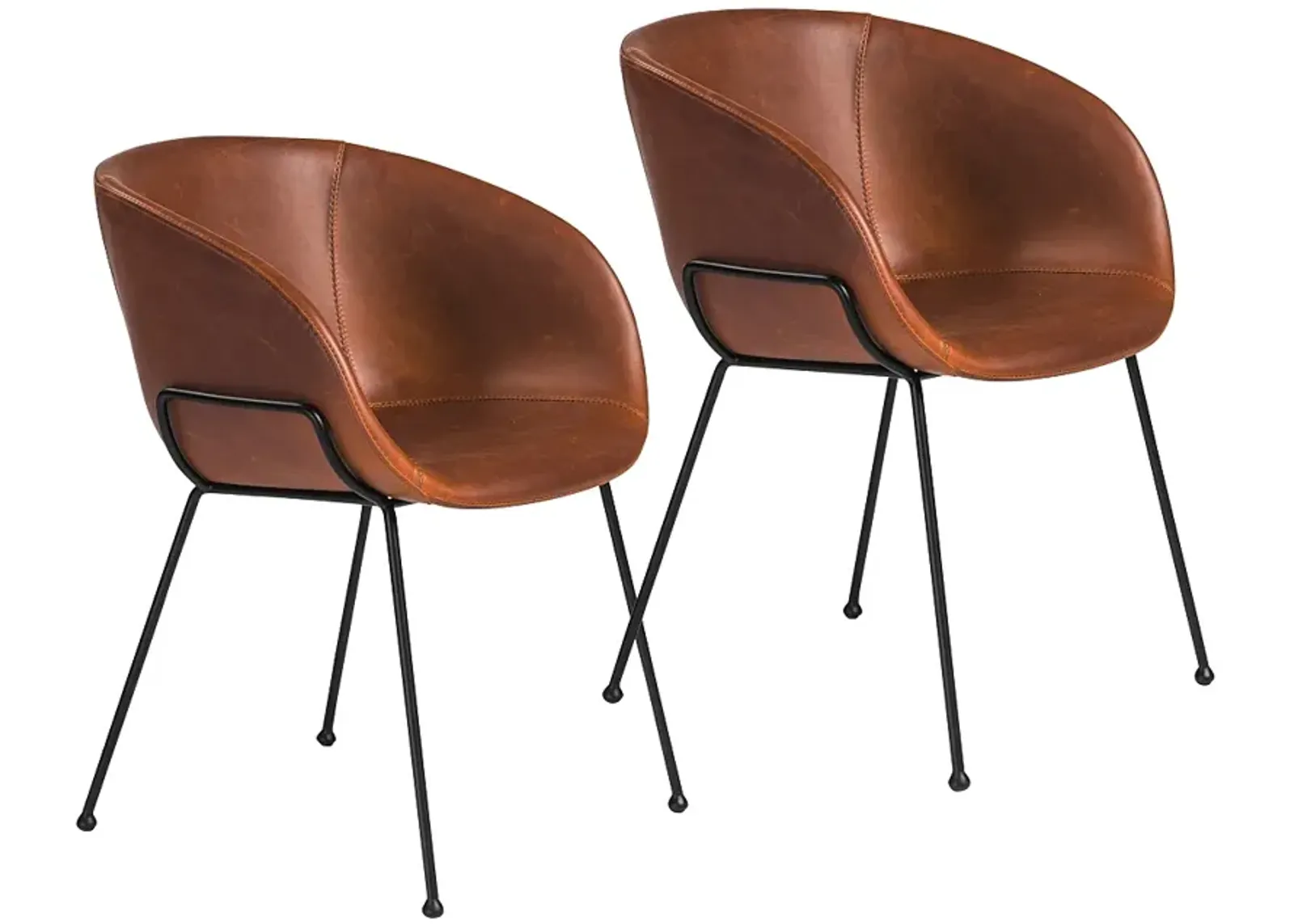 Zach Dark Brown Leatherette Armchairs Set of 2