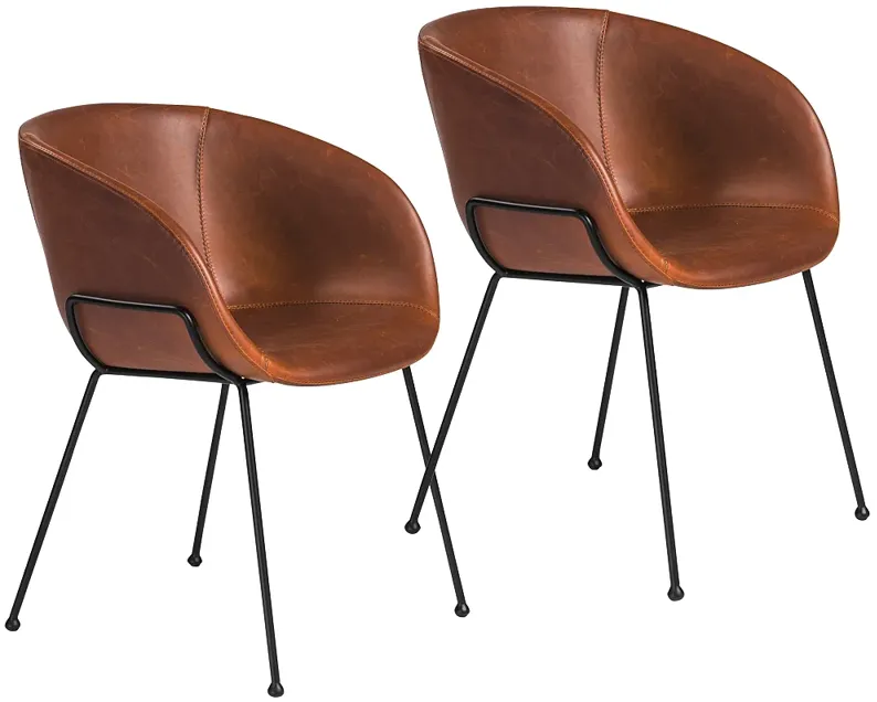 Zach Dark Brown Leatherette Armchairs Set of 2