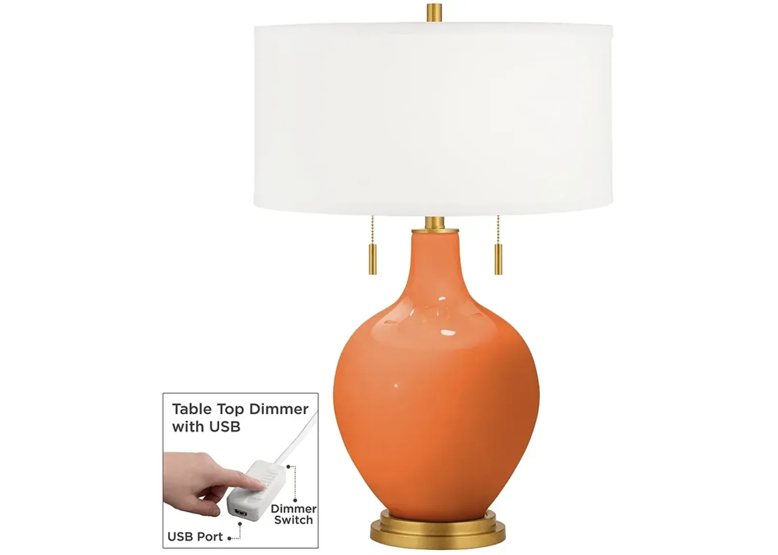 Celosia Orange Toby Brass Accents Table Lamp with Dimmer