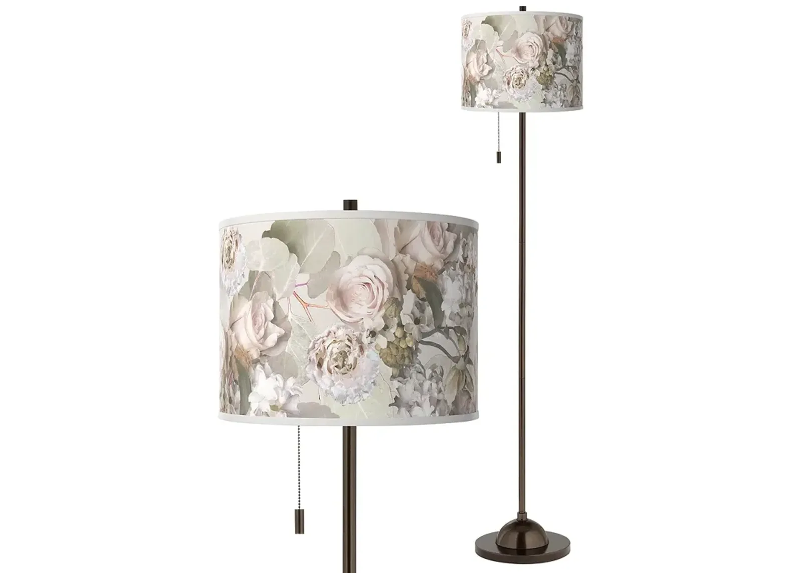 Rosy Blossoms Giclee Glow Bronze Club Floor Lamp